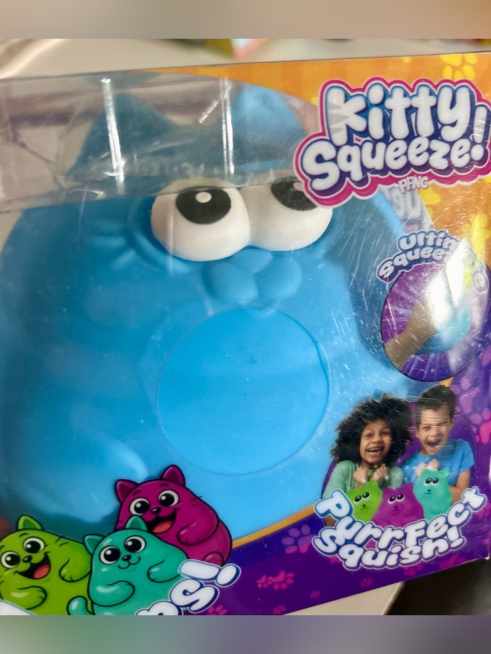 Viral Kitty Squeeze Squishy Toy, Jumbo Stress And Anxiety Relief! Blue Kitty